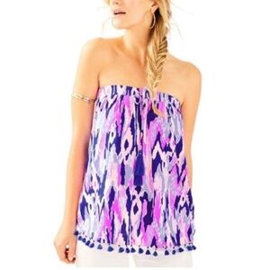 Lilly Pulitzer Palma Strapless Tube Top in One Too Many Print Size Medium NWT